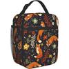 Ланч-бокс Foxes Walk In Grass and Flowers, оранжевый, изолированный, с лисой, охлаждающий, Bento Tote для работы, школы, пикника, пляжа