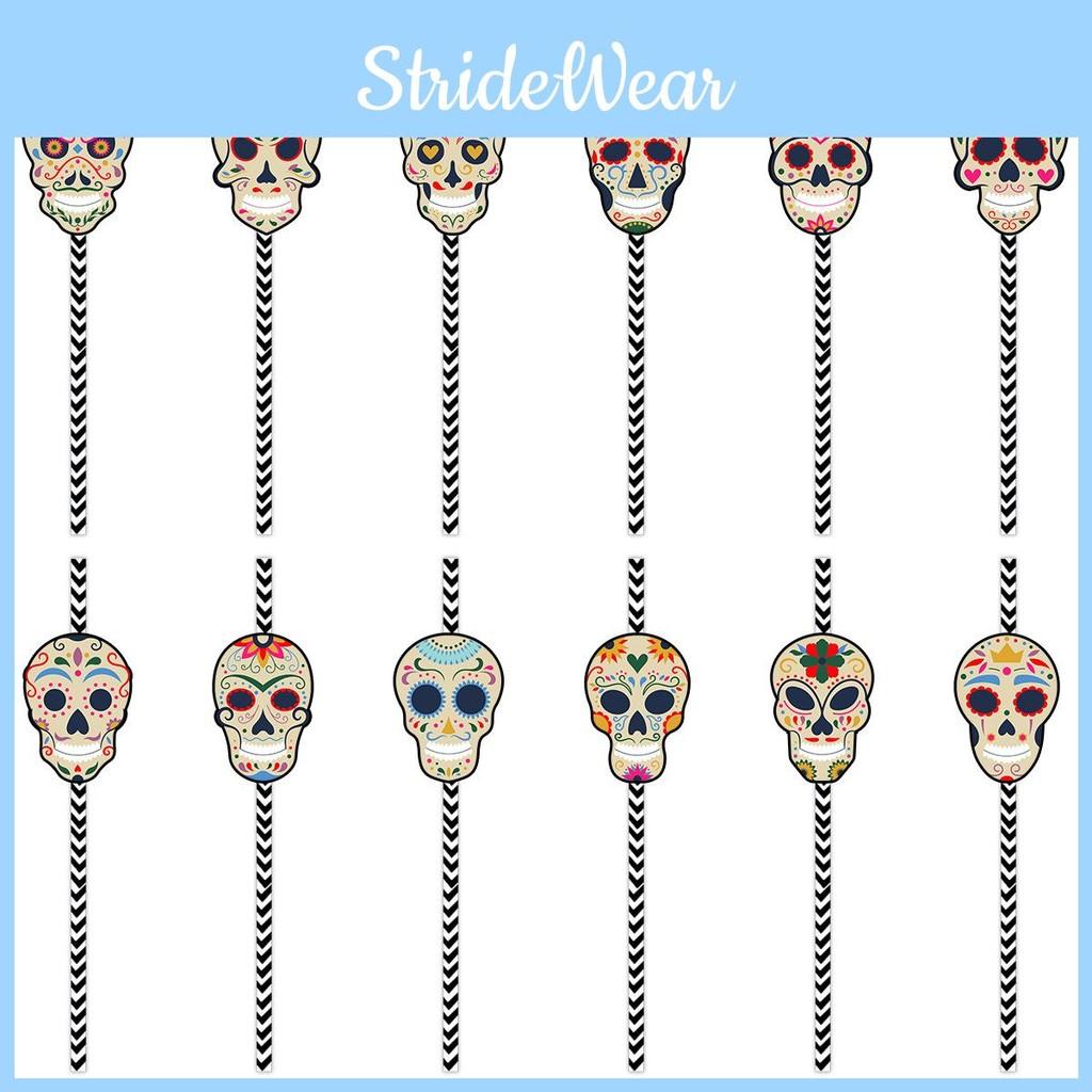 The Day Of Dead Party Decorations With Skull Paper Straws For Event Decor