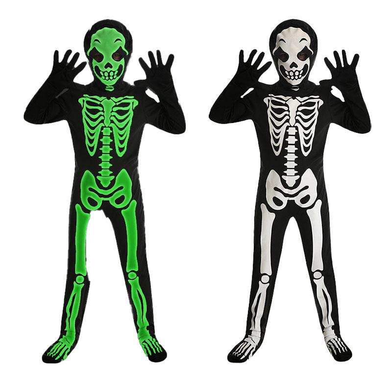 Funny Glow In The Dark Costume Skeleton Zombie Cosplay Jumpsuit for unisex Scary Halloween Carnival Party Bodysuit Cos
