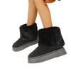 Обувь для женщин зимние женские сапоги черные с круглым носком из цельного флоксового плюша теплые на среднем каблуке водонепроницаемые повседневные зимние сапоги для женщин