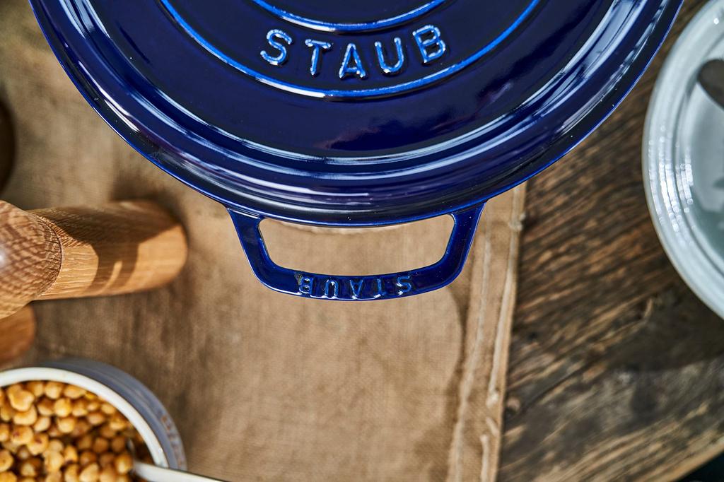 Staub Cocotte Round Granblue большой эмалированный горшок ручной работы, совместимый с IH, японский La Cocotte Round "Pico 28 см" [Авторизованный продукт] 40510-285