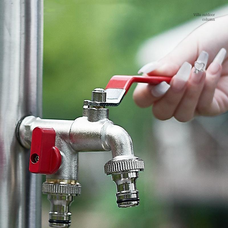 1 шт. двойной водопроводный кран 1/2'' 3/4'' соединитель для разветвителя воды, соединительный адаптер, переключатель клапана, садовый шланг, соединение крана для полива
