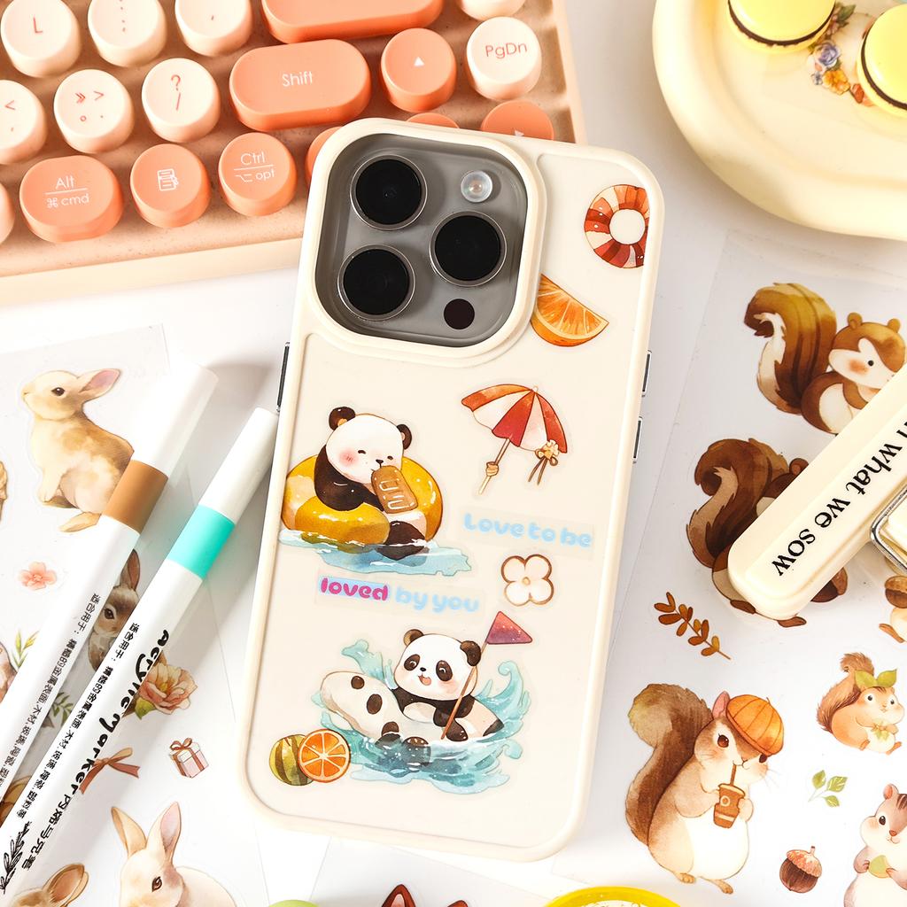 6pcs/pack Creative Cartoon Small Animal Die Cutting Decorative Stickers Collage Journal Scrapbooking Material Stationery Sticker