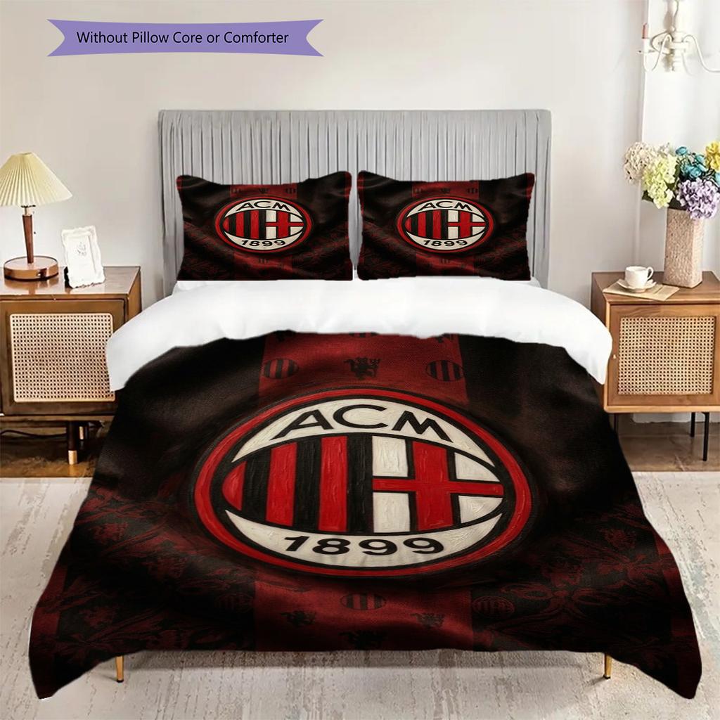 AC Milan Legacy: Glory Three-piece set (1 * duvet cover + 2 * pillowcase, without core) Bedding set Duvet cover and pillowcase Soft and comfortable