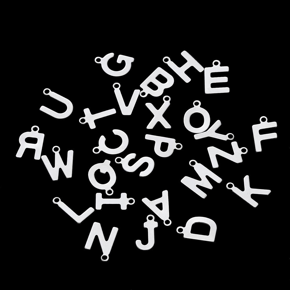 50 шт. Нержавеющая сталь 12 мм Английский Алфавит Буквы A-Z Подвески-Шармы для DIY Подвесок Ожерелий Аксессуары для Изготовления Украшений
