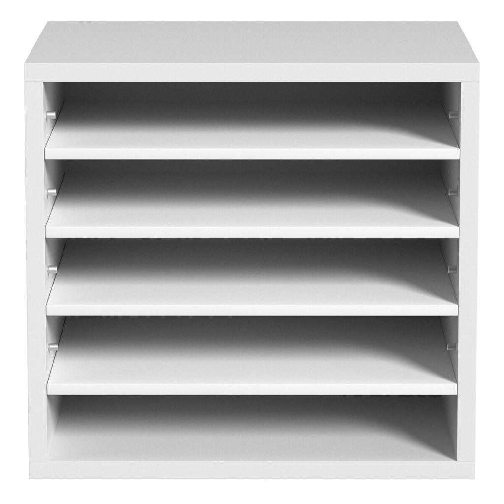 Literature Organizers, 5 Compartments Office Mailbox with Adjustable Shelves, Wood Literature Sorter 13.9x12x13 inches for Office, Home, Classroom,