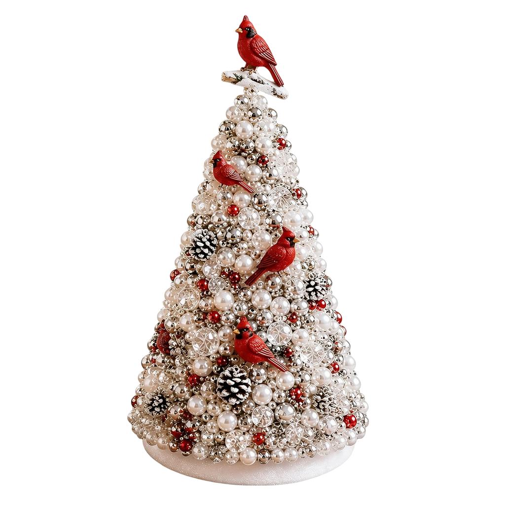 Beaded Christmas Tree DIY Craft Kit Tabletop Holiday Decor Foam Cone Pins Beads Ornaments Set