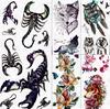 3D Scorpion Temporary Tattoos Realistic Fake Dreamcatcher Wolf Fox Owl Tatoos Sticker For Women Men