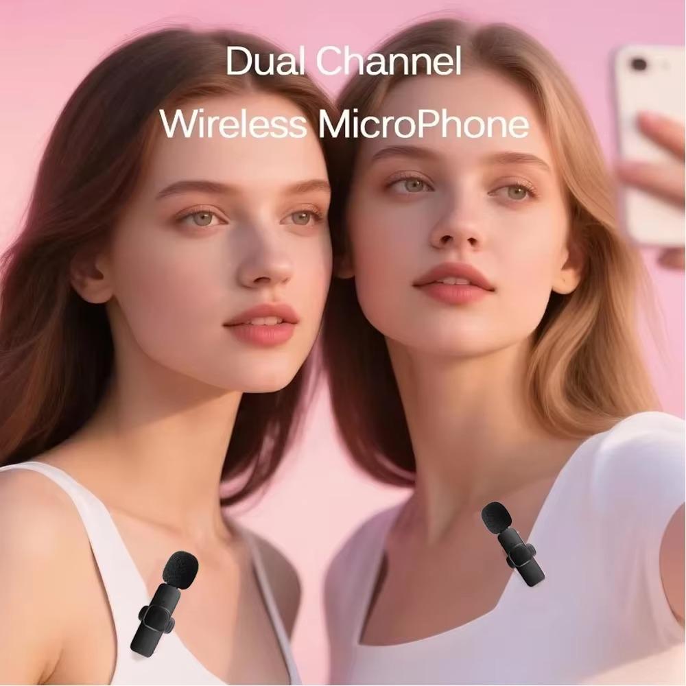 2.4G Беспроводной петличный микрофон Портативный с шумоподавлением Аудио-видео запись для iPhone Android Прямая трансляция Игровой телефон