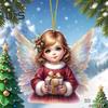 Christmas Tree Ornament with Lanyard Easy To Hang 2D Little Angel Girl Hanging Pendant Car Bag Keychain Decoration