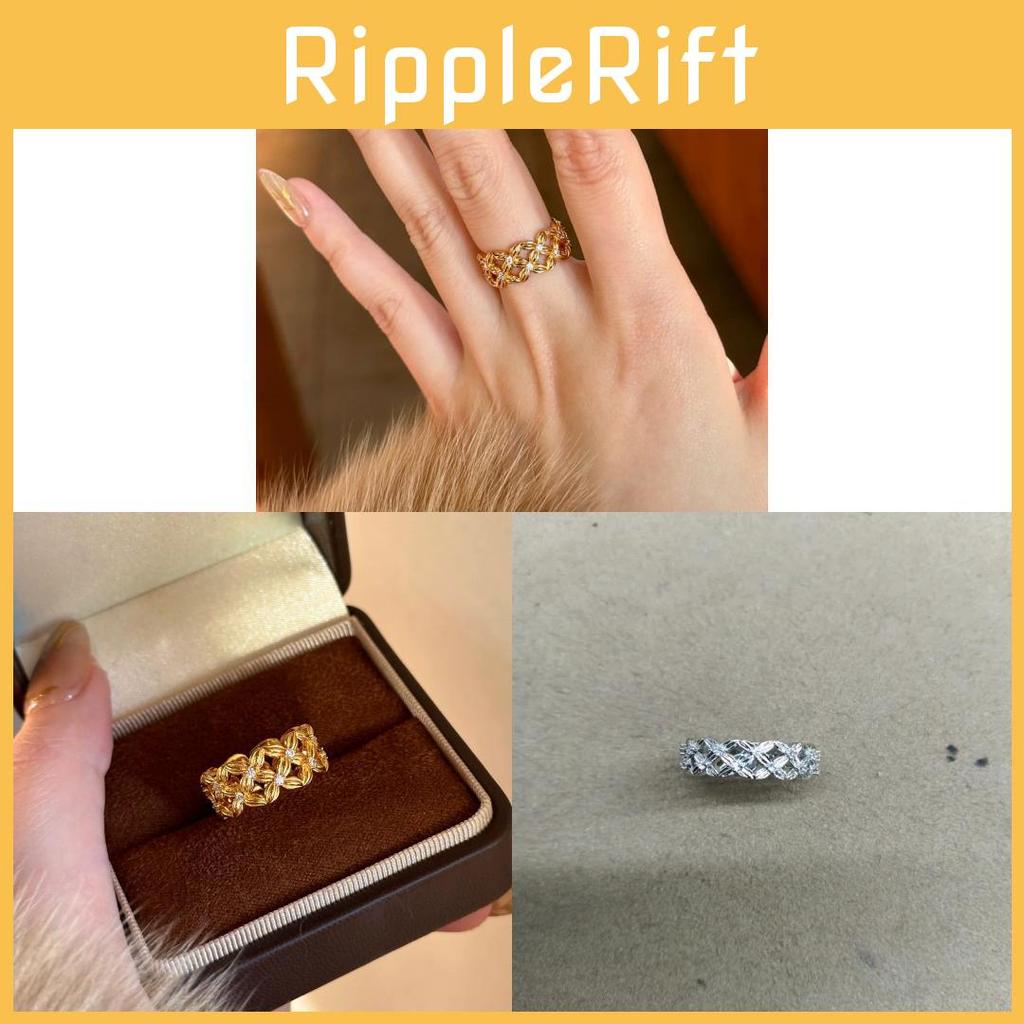 Luxurious Floral Style Copper Ring With Zirconia Accents For Fashionable Women