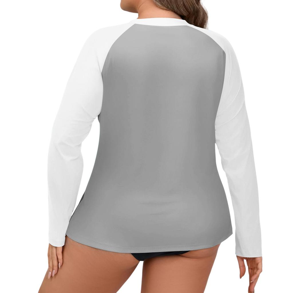 Women's Solid Color Large Size Long Sleeve Swimsuit Sun  Jacket Quick Dry Hiking Top