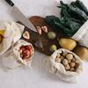 Хлопчатобумажный сетчатый мешок для хранения на шнурке, дышащий, полый дизайн, продлевает свежесть, многоразовый, экологически чистый, для супермаркета, путешествий