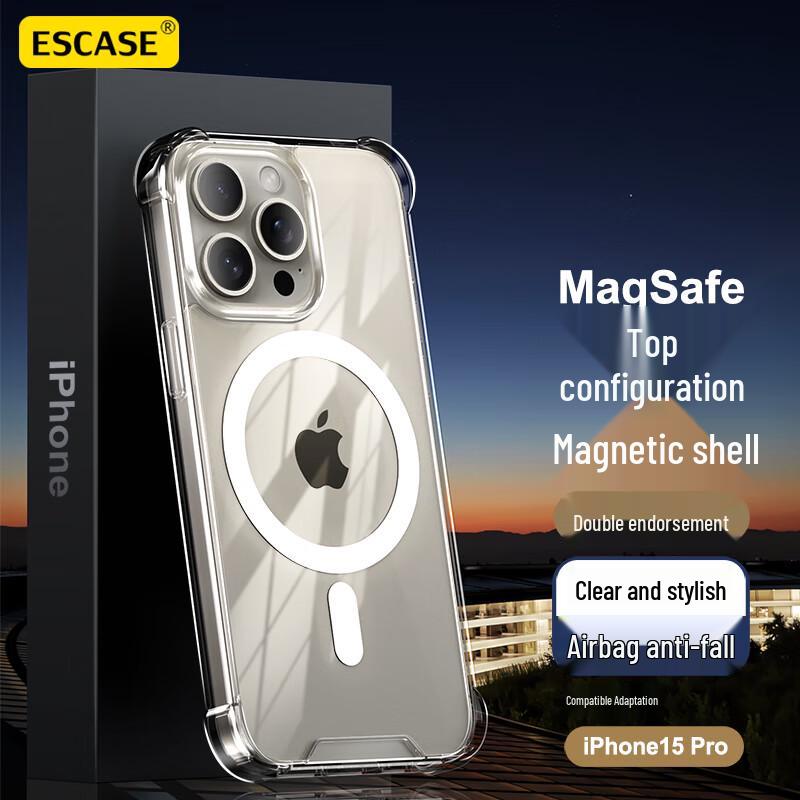 ESCASE Прозрачный силиконовый чехол MagSafe для серии iPhone 15