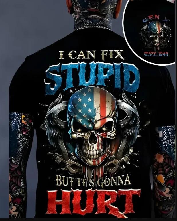 Generation X I Can Fix Stupid Custom Year Skull T-T-Shirt