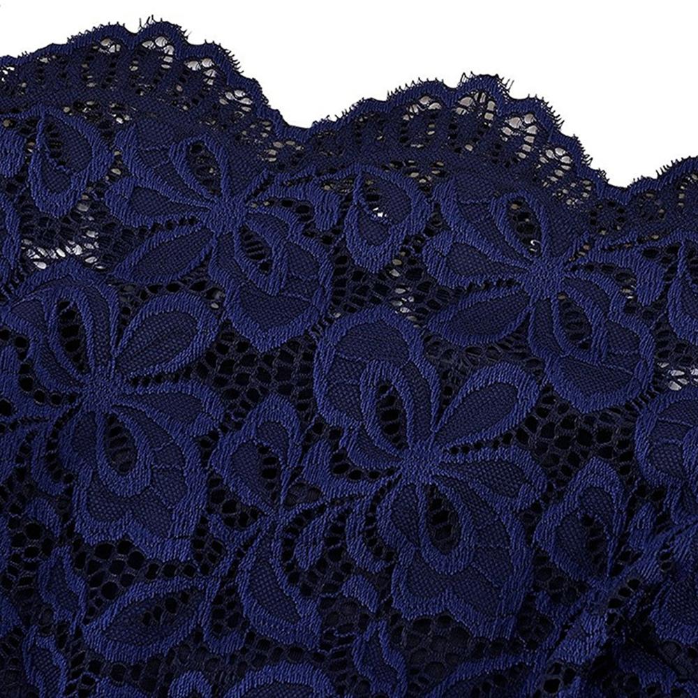 Women Vintage Swing Dress Floral Lace Bodice Off Shoulder Bardot Sheer 3/4 Sleeve Fit and Flare Cocktail Evening Party Going Out Wear Occasion Outfits