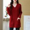 Sweater for Women Autumn Winter Thickened Pullover Sweater Warm Knitted Sweater Long Sleeve V Neck Large Size Sweater Tops