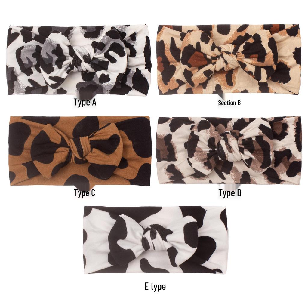 Новая детская повязка на голову с широким бантом с леопардовым принтом