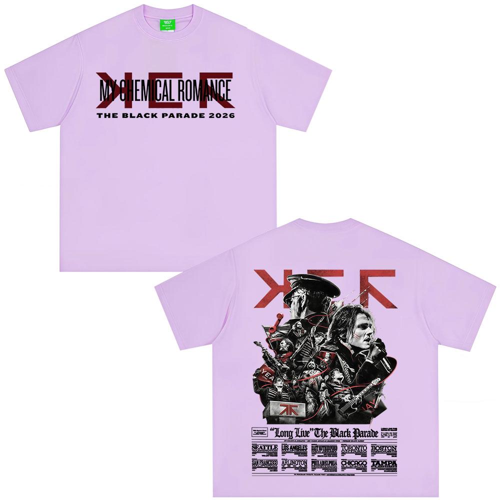 Rock Band My Chemical RoUnisexce Tshirt The Black Parade 2026 Tour Tshirts Unisexs Clothing Vintage Gothic Punk Oversized T Shirt