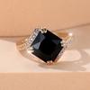 Luxury Black Square Zircon Rings for Women Vintage Gold Color Wedding Jewelry Exquisite Daily Gift