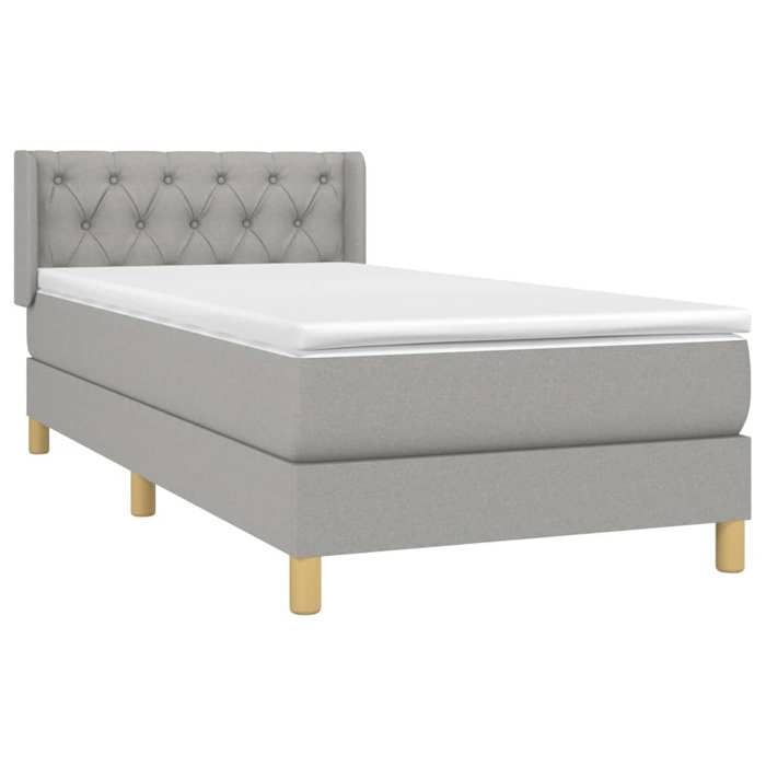3130465 vidaXL Divan Bed with Mattress Light Grey 80x200 Cm Fabric