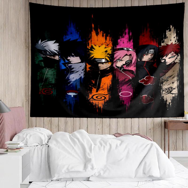 Naruto Print Tapestry, Backdrop, Easy Setup, Ideal for Bedroom, Office & Living Room, with Aesthetic Wall Hanging Decor.