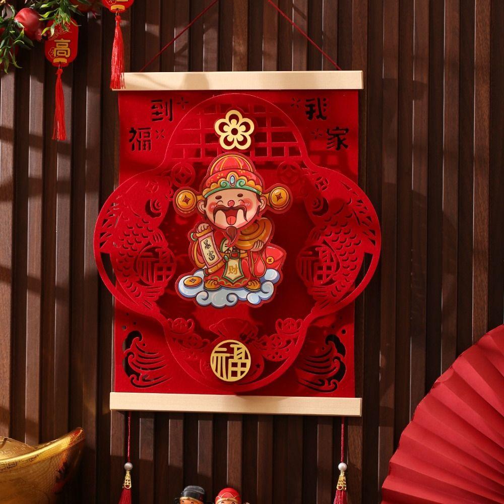 with Tassel Spring Festival Hanging Decoration Three-dimensional God of Wealth Pendant Home
