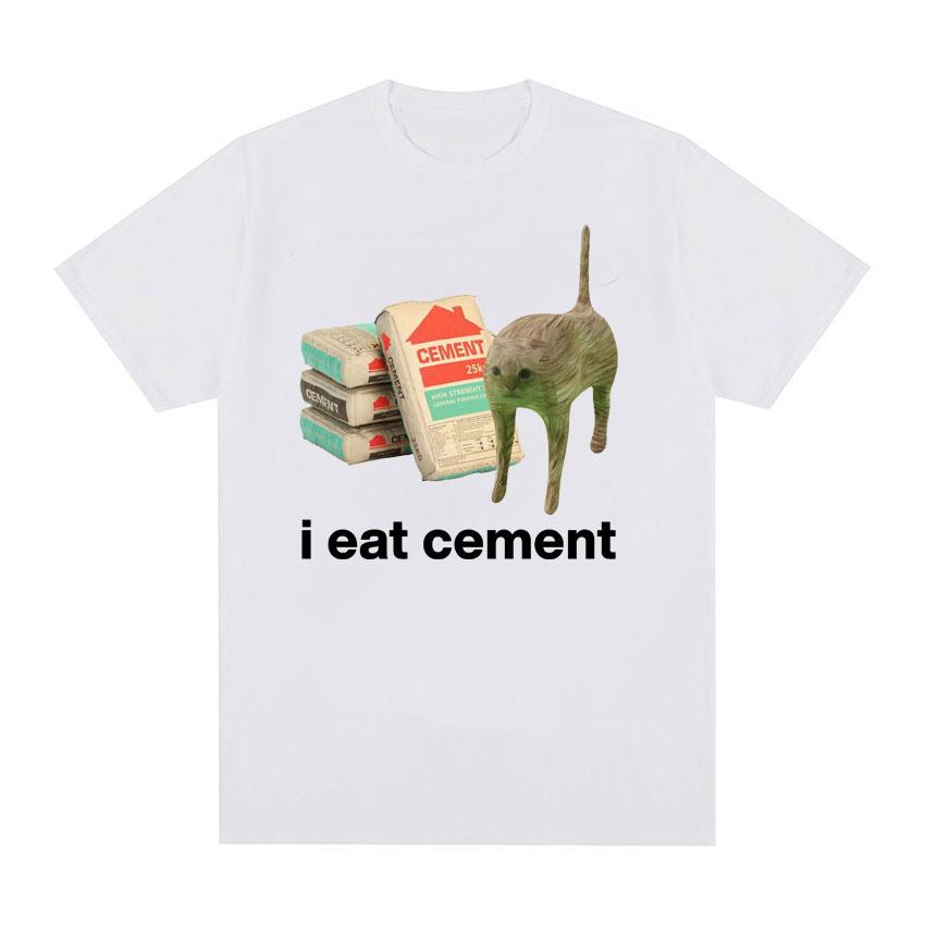 I Eat CeUnisext Cursed Cat Funny Meme T Shirt for Unisex Women Fashion Casual Short Sleeve T Shirts Male Oversized Cotton Tshirt Tops