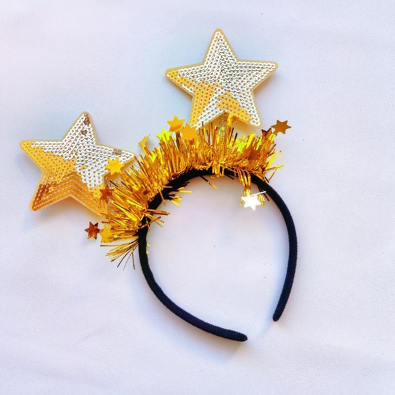 Год повязка на голову золото серебро блестки звезда блестки обруч для волос мытье лица маска для лица держатель для волос женщины леди девушка аксессуар для волос