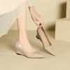 5162-1 Slope Heel Single Shoes Women's Spring New Shallow Mouth Pointed High Heels Fashion Commuter Work Shoes