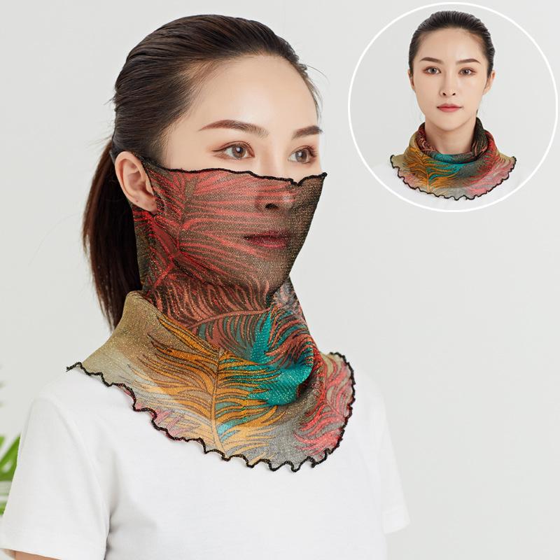 Женский шарф-повязка на голову для защиты лица, тонкий шелковый шарф, поддельный воротник, маска для лица, универсальный шарф для защиты шеи, ветрозащитный зимой