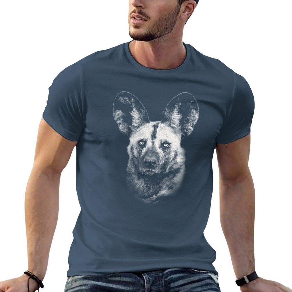 Painted Dog Portait African Wildlife Tshirt Plus Size Street Style Tee