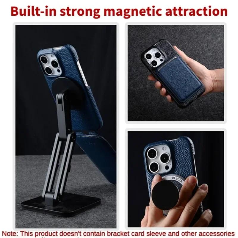 Оригинальный кожаный чехол-книжка Magsafe для iPhone 17 16 Pro Max Air с магнитной зарядкой, вертикальный, коричневый