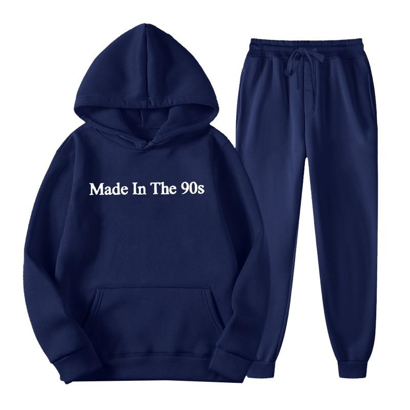 Trendy Unisex Hooded Fleece Lined Sweatshirt Tracksuit
