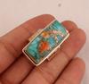 Oyster Copper Turquoise Gemstone Ring, Handmade Ring, Rectangle Ring, Statement Ring, Bezel Ring, Partywear Ring