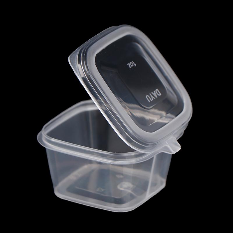 50Pcs/Pack Square Sauce Cup With Cover Clear Mini Plastic Dipping Sauce Cups