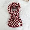 2024 Women's High-End Korean Blue Checkerboard Knit Scarf - Winter Warm Shawl