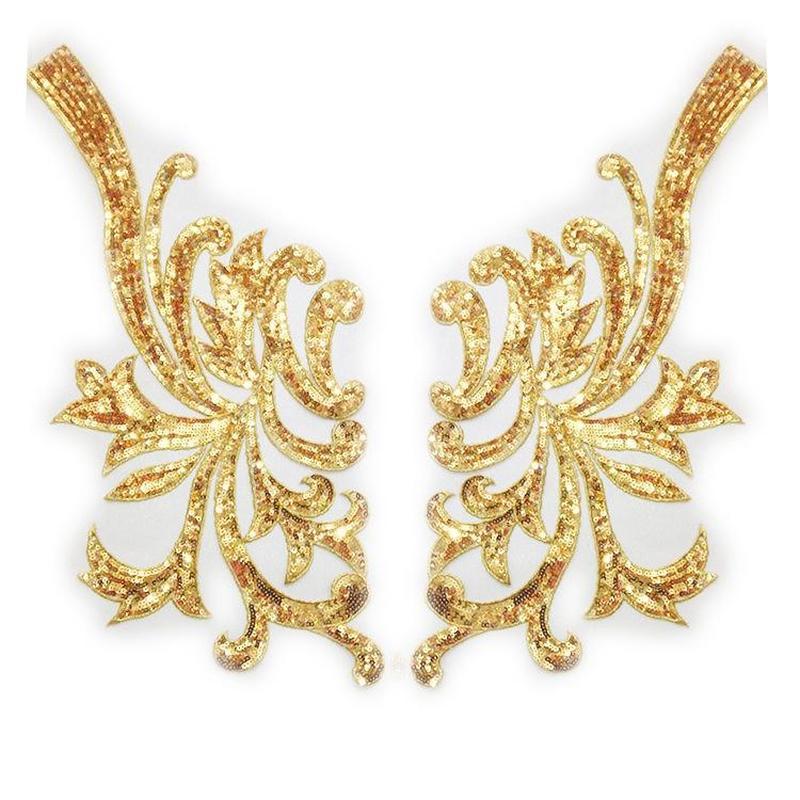 Silver Lace Fabric Embroidered Gown Appliques Flora Collar Mesh Baroque Vintage Sew On Patches For Wedding Decoration Dress DIY