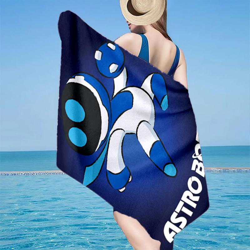 Space Adventure Astro Bot Microfiber Beach Towel, Lightweight And Quick-Dry, for Summer Travel, Beach Essential, Swimming Pool