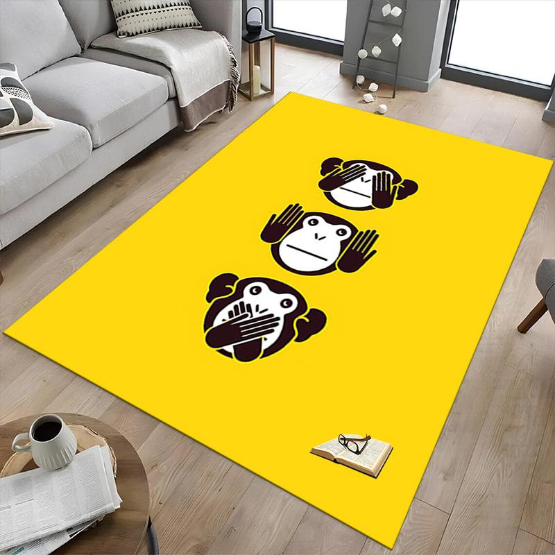 1PC Monkey See Monkey Do Extra Large Non Slip Floor carpet, Office, family, bedroom Large Area Rug Indoor Rugs, Vibrant Colors