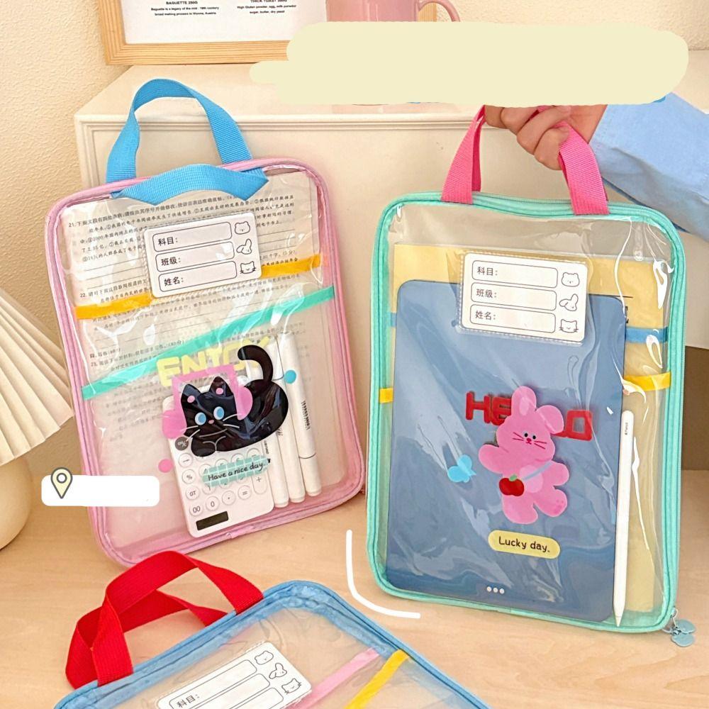 Transparent Test Paper Storage Bag Rabbit File Folder Bag INS Cartoon File Bag Students