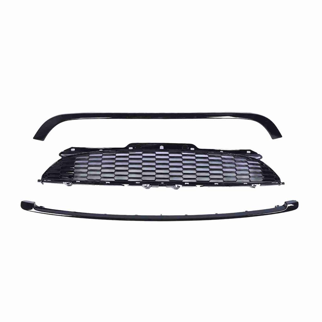 3PcsSet Glossy Black Front Hood Molding Grille Surround Cover Trim Kits for R55 R56 R57 R58 R59 S