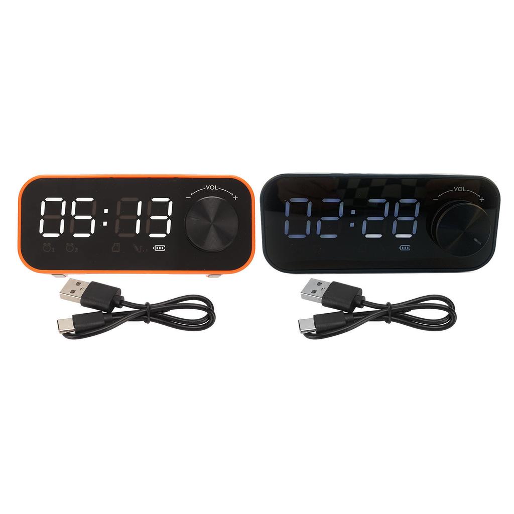 Мини Bluetooth-динамик с мощным басом, двойной будильник, портативный беспроводной динамик со светодиодным дисплеем