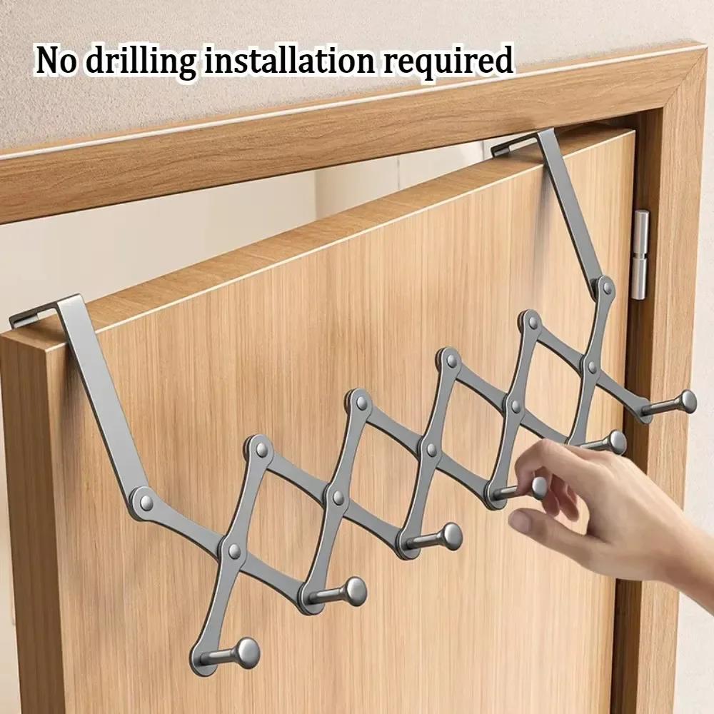 Вешалка для одежды на шкафу, масштабируемый крючок за дверью, водонепроницаемые износостойкие опоры для одежды, неперфорированная стойка для органайзера в спальню