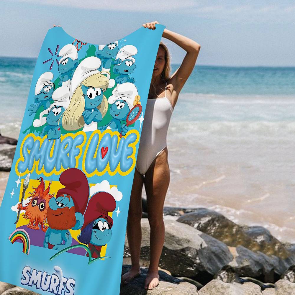 Cartoon S-Smurfs Big Microfiber Beach Towels Quick Dry Towel Sand Beach Towels Pool Towel for Travel Swim Pool Yoga