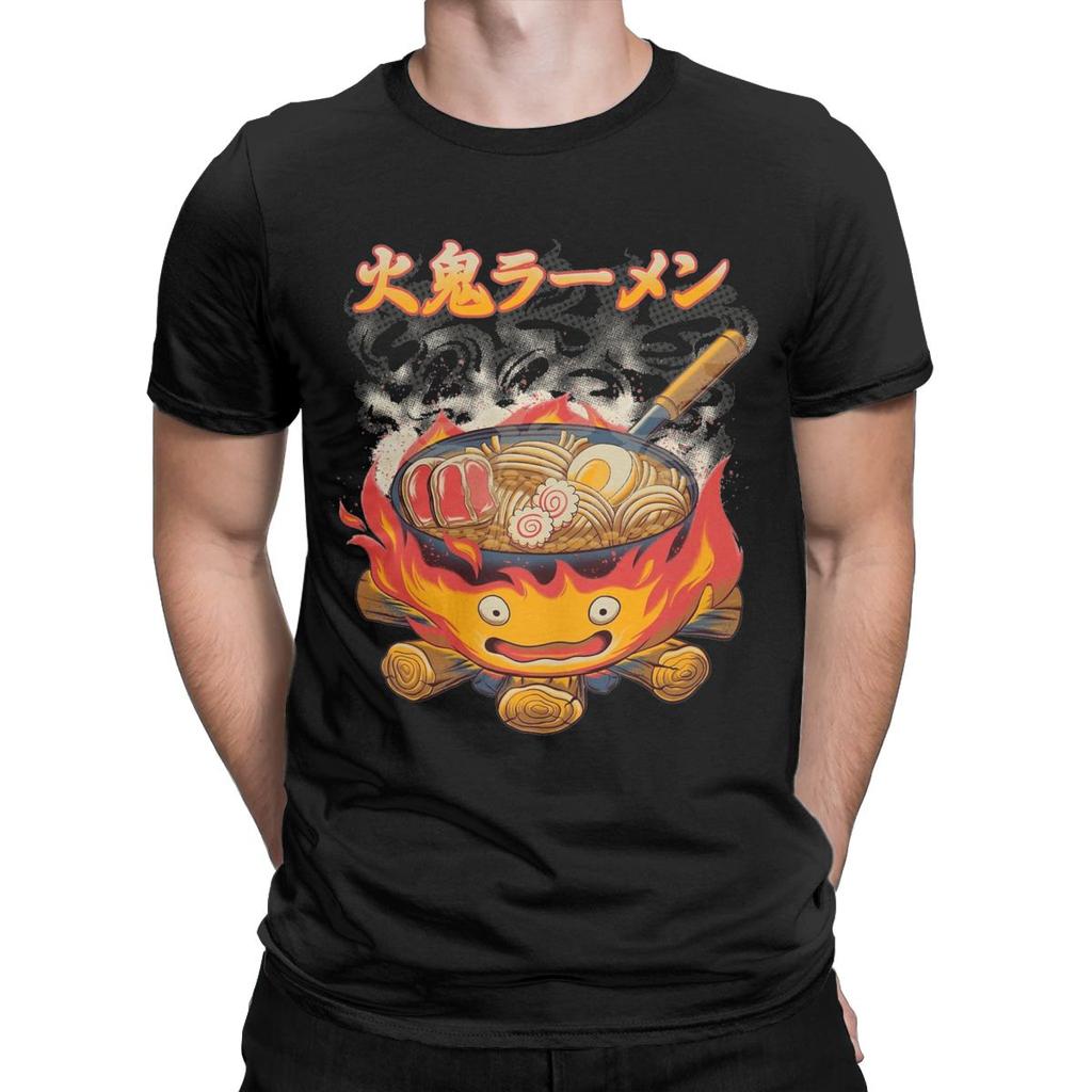 Мужские футболки Howled Ramen Movings Fire Demon Castles, 100% хлопок, винтажные футболки с круглым вырезом, новое поступление футболок