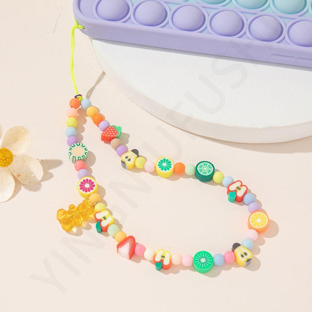 Beaded Mobile Phone Chain Cell Phone Lanyard Soft Pottery Rope Clay Beaded Mobile Phone Straps