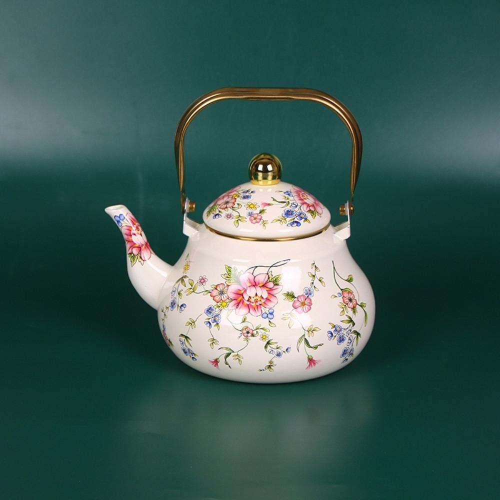 Chinese Style Enamel Teapot Floral Enameled Tea Jug New Water Kettle