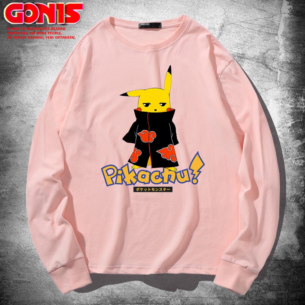 Japanese anime long-sleeve T-shirts for men and women, spring/autumn wear Naruto, pure cotton loose thin base shirts, trendy clothing