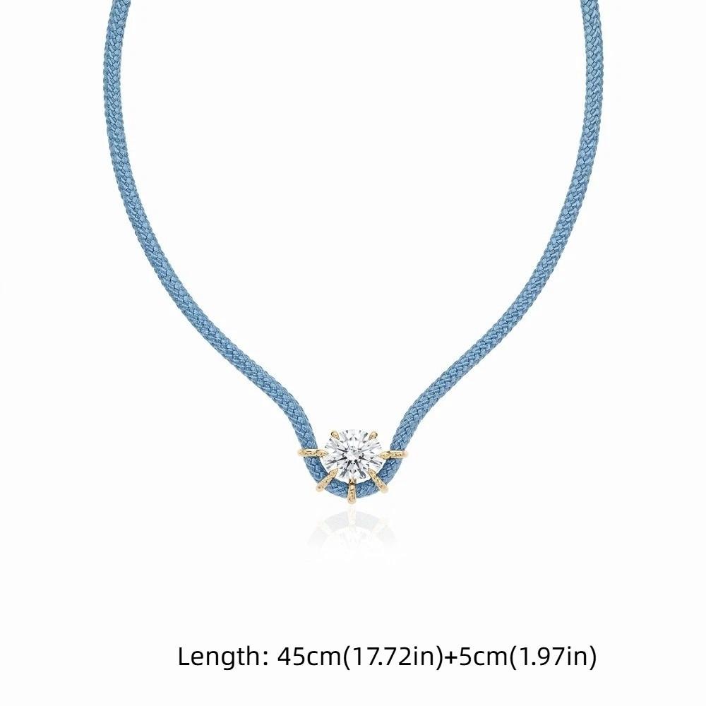 Zircon Stone Zircon Cord Necklace Dual Strand Rope Crystal Charm Necklace Prong Necklace Women